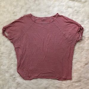 Loft Striped Short Sleeve Top Red and White Size Medium